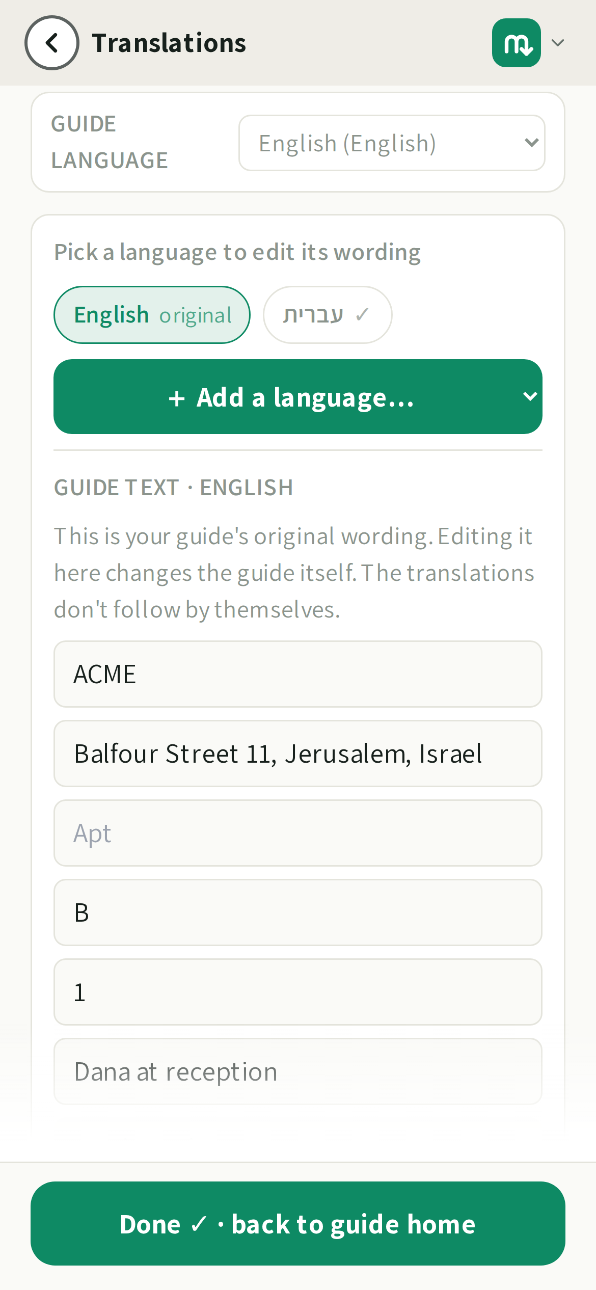 Pick the guide language, then add the ones you want alongside it.