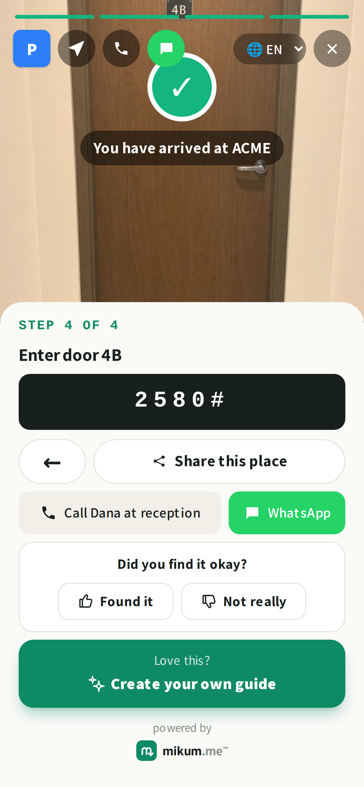 What the visitor sees when the code is theirs to see.